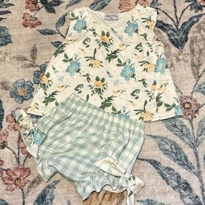 Abby & Evie Spring Floral Top and Gingham Shorts Set